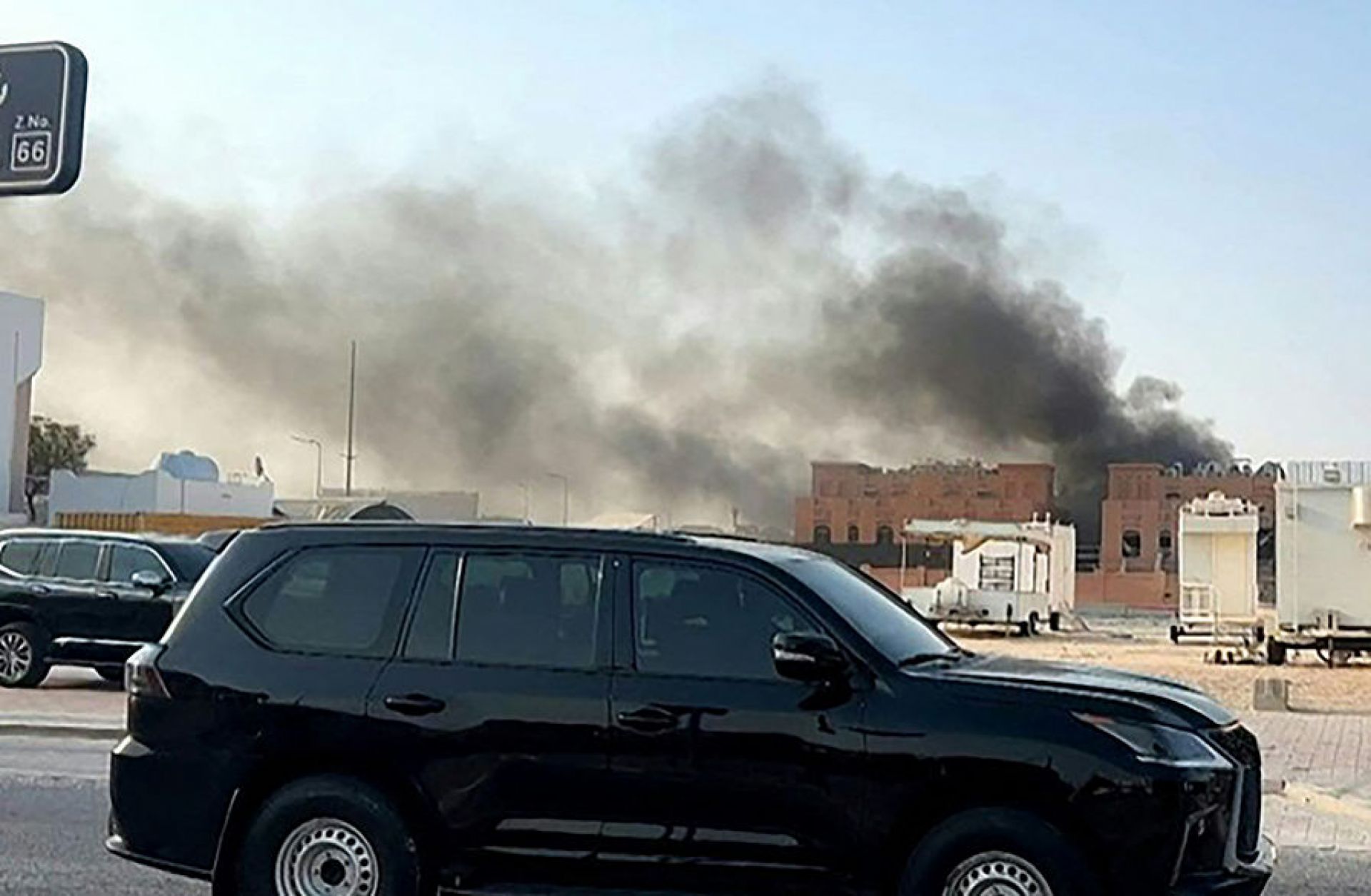 Smoke billows after explosions in Qatar's capital of Doha on Sept. 9.