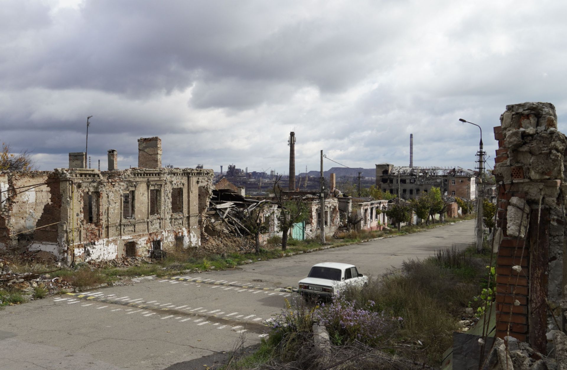 A picture taken on Oct. 28, 2022, shows the Russian-controlled port city of Mariupol in southeastern Ukraine. 