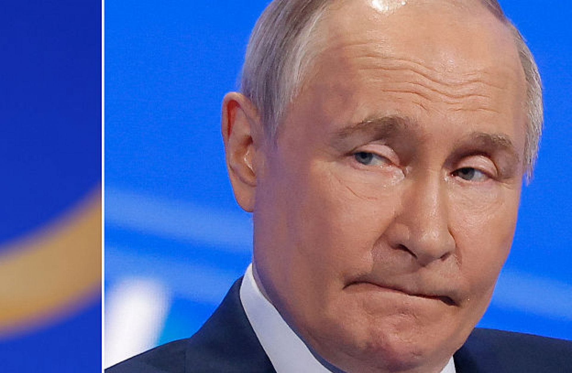 This combination of pictures shows Ukrainian President Volodymyr Zelensky (left) during a press conference in Berlin on June 11, 2024, and Russian President Vladimir Putin during the Congress of the Russian Union of Industrialists and Entrepreneurs in Moscow on March 18, 2025.