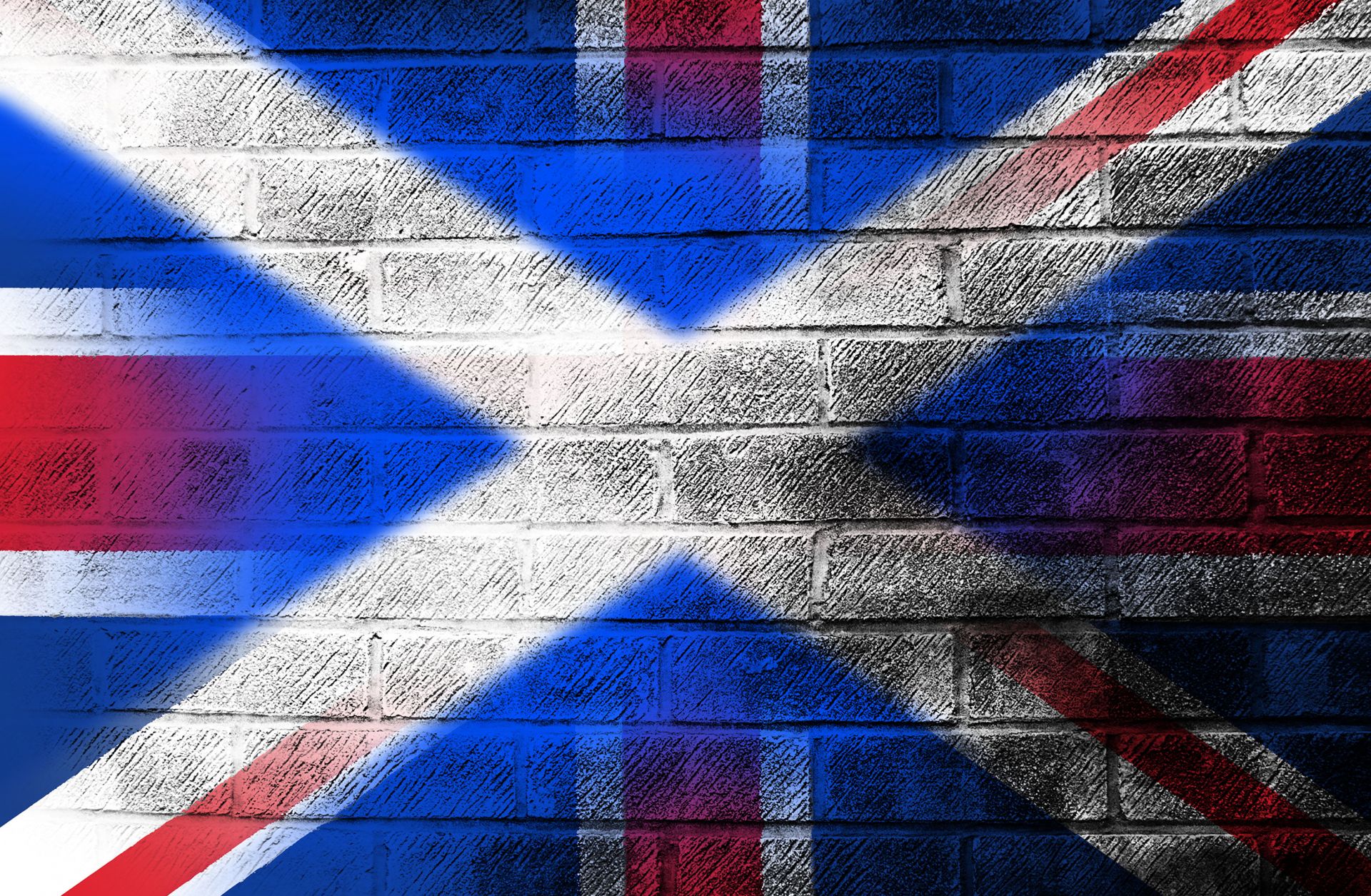 A Scottish flag painted on the Union Jack.