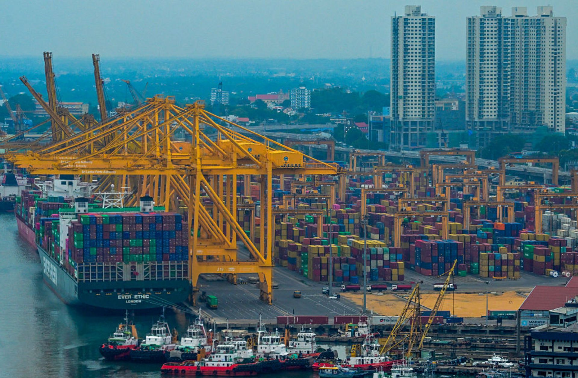 A general view shows Sri Lanka's Colombo port on April 9, 2025.