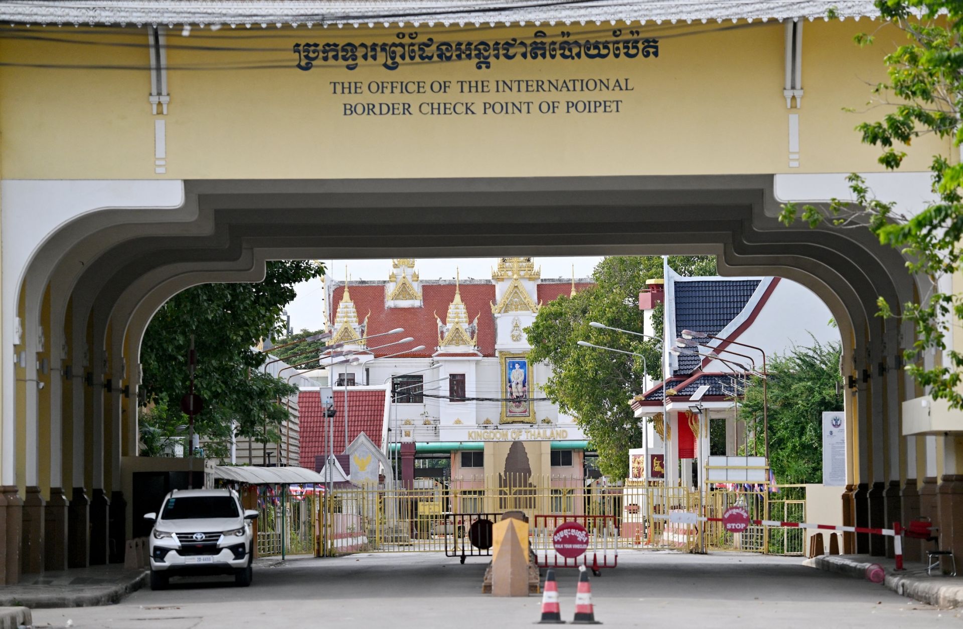 A general view shows the closed border checkpoint between Cambodia and Thailand in Poipet, Cambodia, on Dec. 12, 2025, amid clashes in the area. A general view shows the closed border checkpoint between Cambodia and Thailand in Poipet, Cambodia, on Dec. 12, 2025, amid clashes in the area.