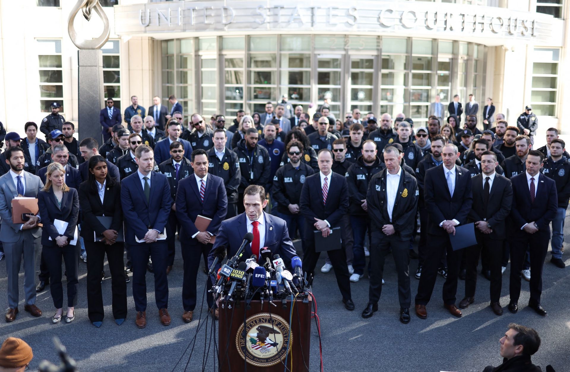 DEA New York special agent in charge speaks to the press in New York City on Feb. 28, 2025, after the former leader of a brutal Mexican cartel, Rafael Caro Quintero, described by the White House as the world's ''most evil'' drug boss, pleaded not guilty to narcotics charges in New York. DEA New York special agent in charge speaks to the press in New York City on Feb. 28, 2025, after the former leader of a brutal Mexican cartel, Rafael Caro Quintero, described by the White House as the world's ''most evil'' drug boss, pleaded not guilty to narcotics charges in New York.