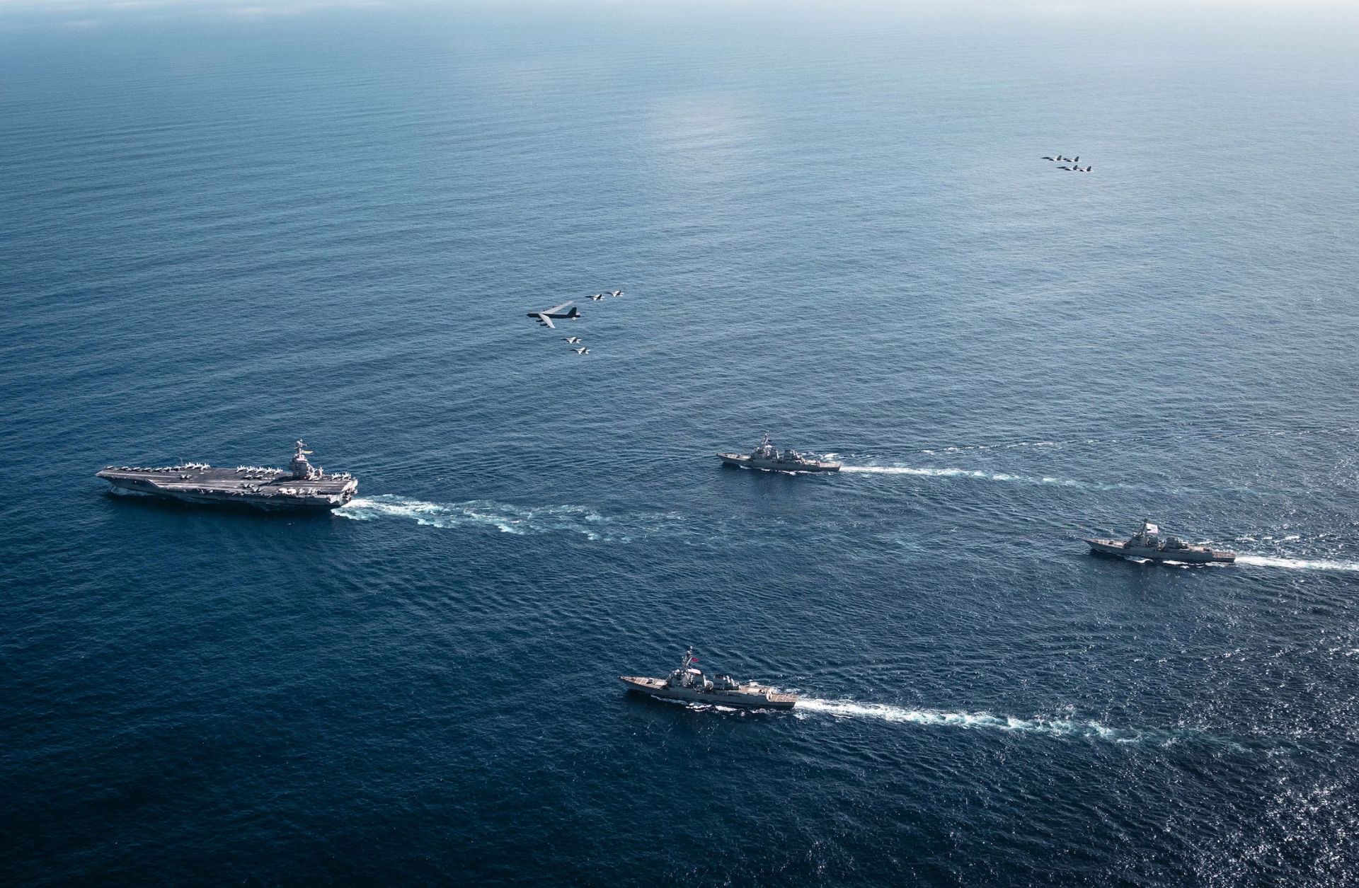 The U.S. Navy's Gerald R. Ford Carrier Strike Group participates in joint operations with the U.S. Air Force on Nov. 13, 2025. The U.S. Navy's Gerald R. Ford Carrier Strike Group participates in joint operations with the U.S. Air Force on Nov. 13, 2025.