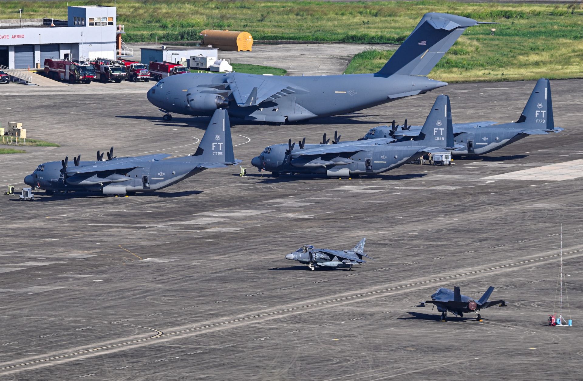 A U.S. Marine Corps AV-8B Harrier II on Dec. 15 taxis at Jose Aponte de la Torre Airport in Ceiba, Puerto Rico.