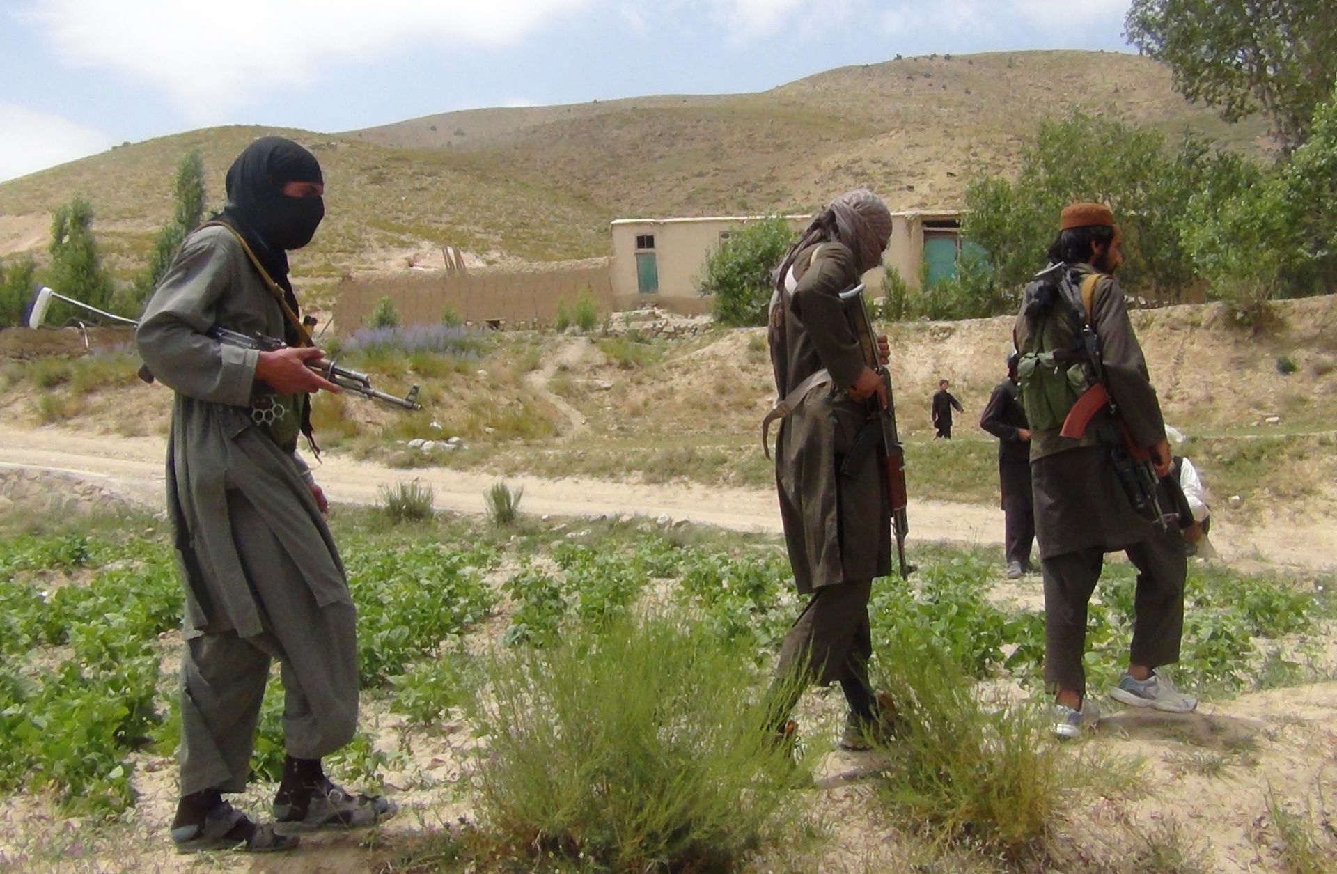 Taliban fighters patrol near Gardez, near Afghanistan's border with Pakistan.