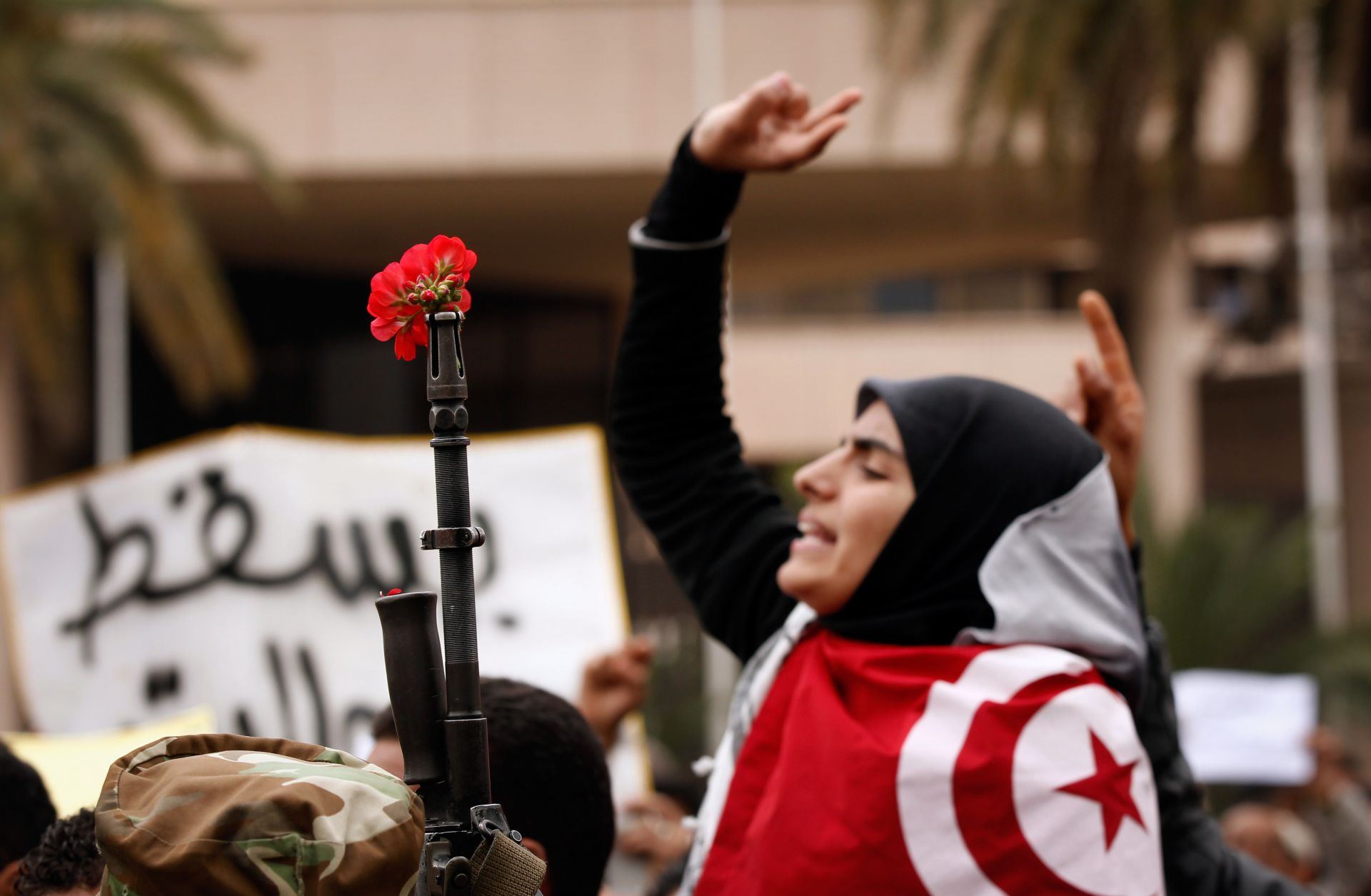 Protesters demand changes to Tunisia's newly formed government Jan. 20, 2011, less than a week after mass demonstrations forced longtime President Zine el Abedine Ben Ali to step down from office.