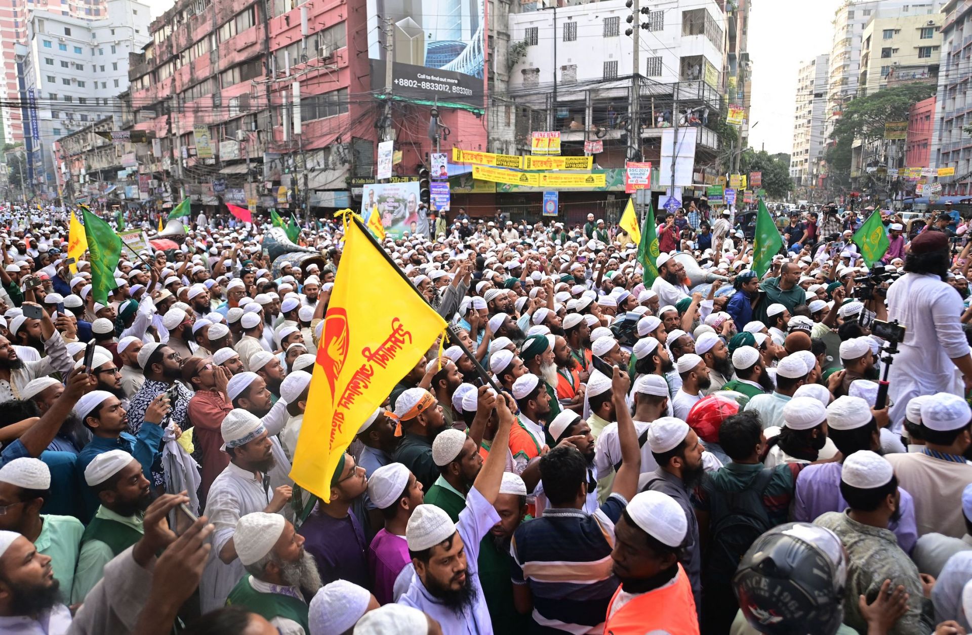 Activists march toward Bangladesh's election commission in Dhaka on Nov. 15, 2023, to protest the announcement of the general election's date. 