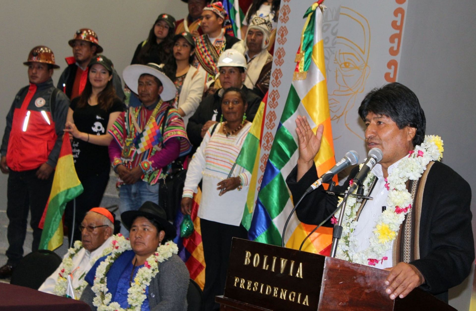 Bolivian President Evo Morales speaks during inauguration ceremonies for the new presidential palace in La Paz on Aug. 9, 2018.
