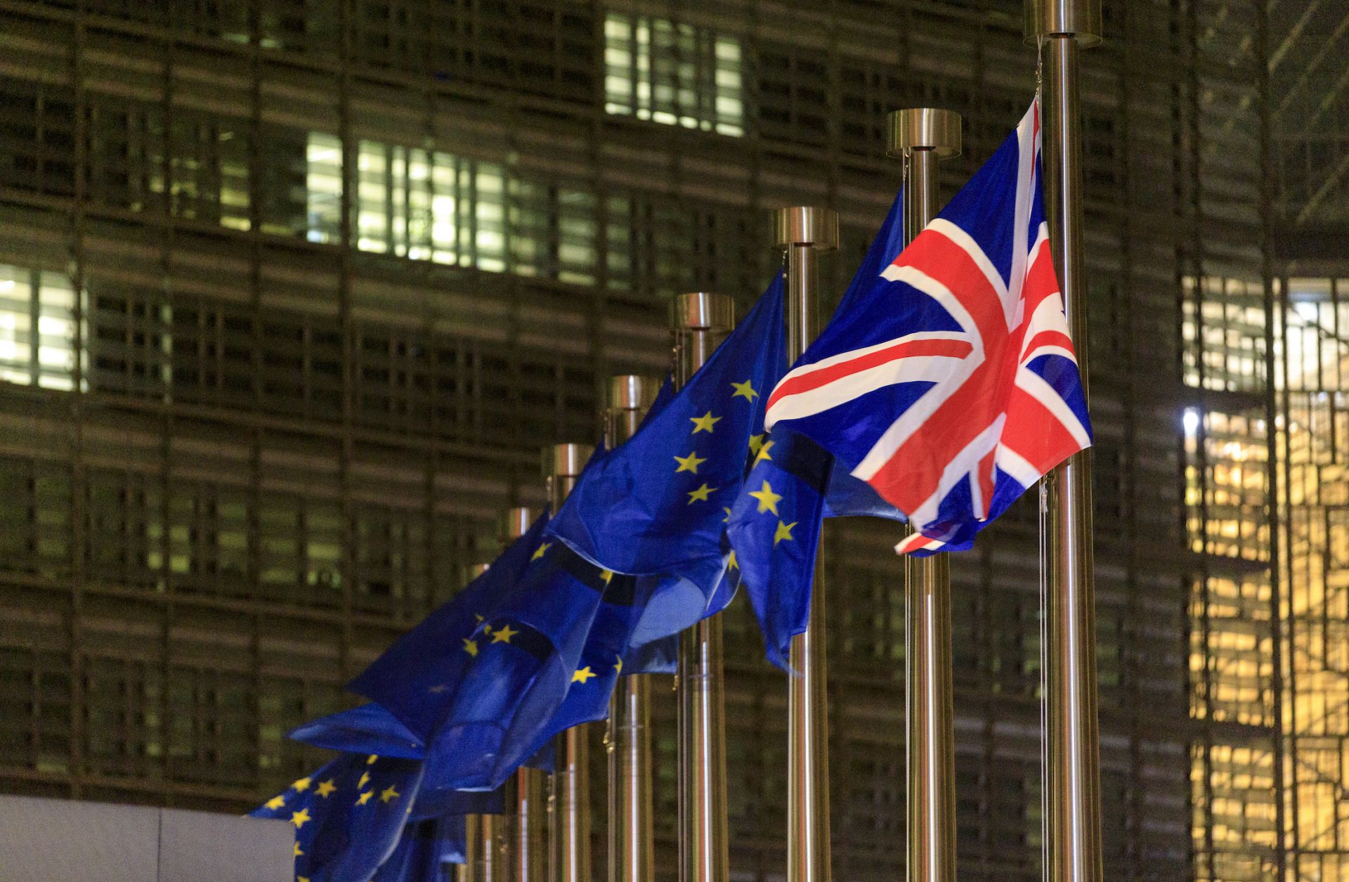 The EU and British flags in front of the European Commission headquarters on Dec. 9, 2020, in Brussels. But with a free trade agreement in place, Brexit will finally become a secondary issue in European politics. The EU and British flags in front of the European Commission headquarters on Dec. 9, 2020, in Brussels.