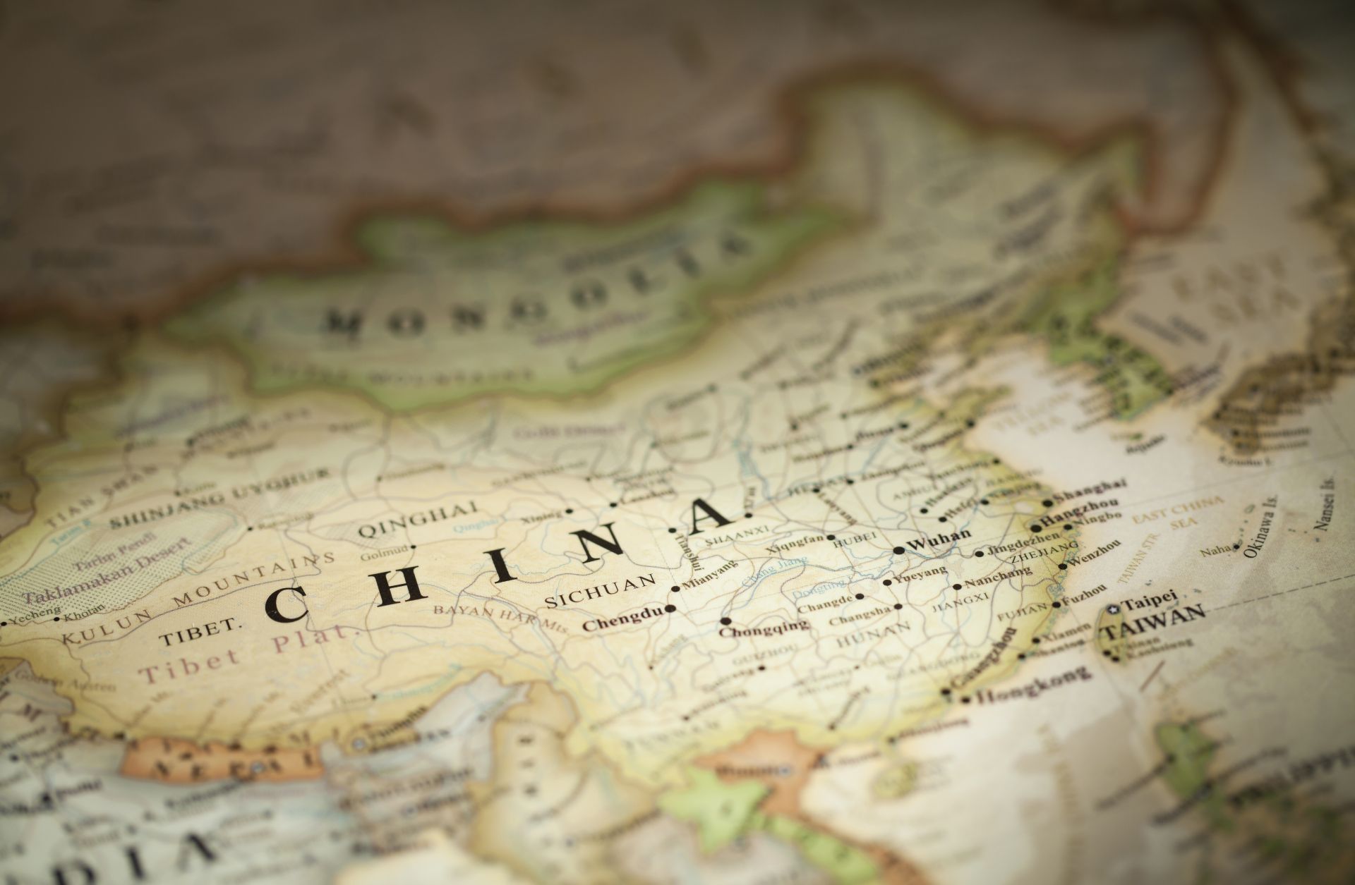 A map of China. A map of China.