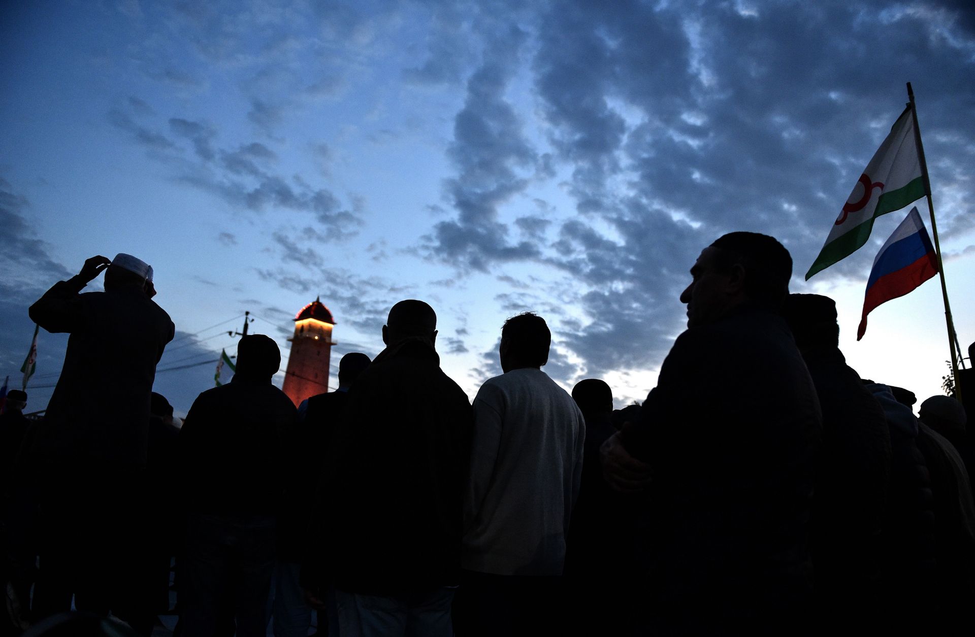 Activists in Magas, the capital of the Russian republic of Ingushetia, rally against a land swap deal with neighboring Chechnya on Oct. 9, 2018.