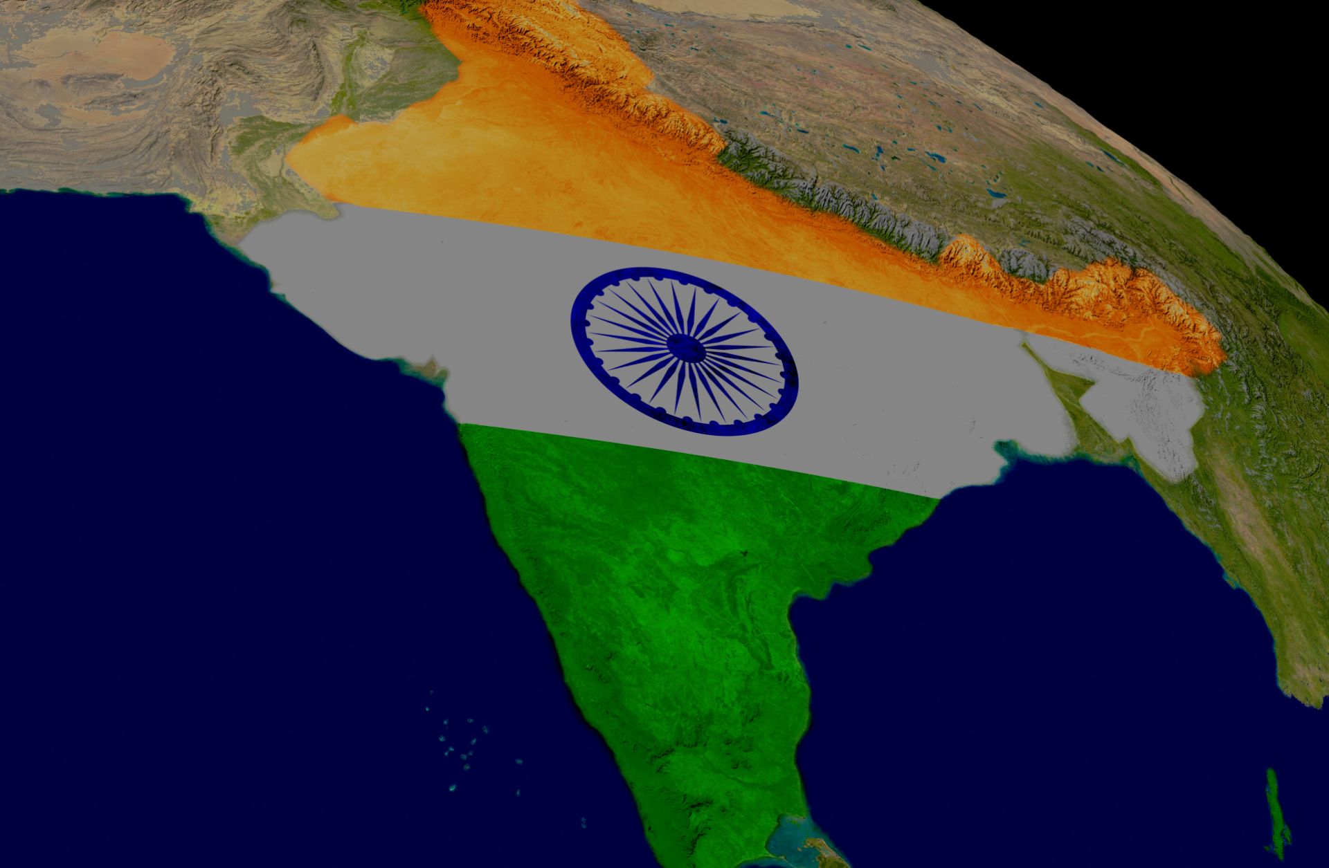 A map of India is seen superimposed over the country's territory.