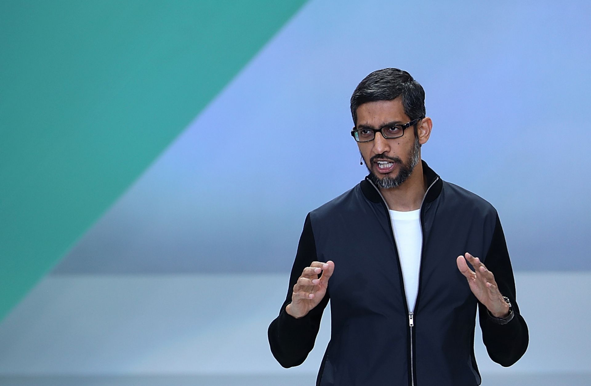 Google CEO Sundar Pichai speaks at the Google I/O 2017 Conference in Mountain View, California, on May 17, 2017.