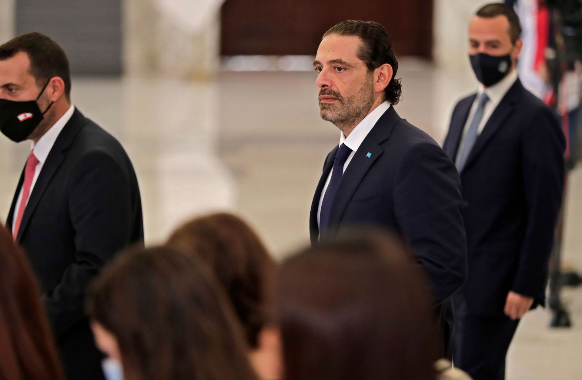 Former Lebanese Prime Minister Saad Hariri arrives at the office of President Michel Aoun, after the latter appointed him to form a government on Oct. 22, 2020, in Beirut, Lebanon. Former Lebanese Prime Minister Saad Hariri arrives at the office of President Michel Aoun, after the latter appointed him to form a government on Oct. 22, 2020, in Beirut, Lebanon.