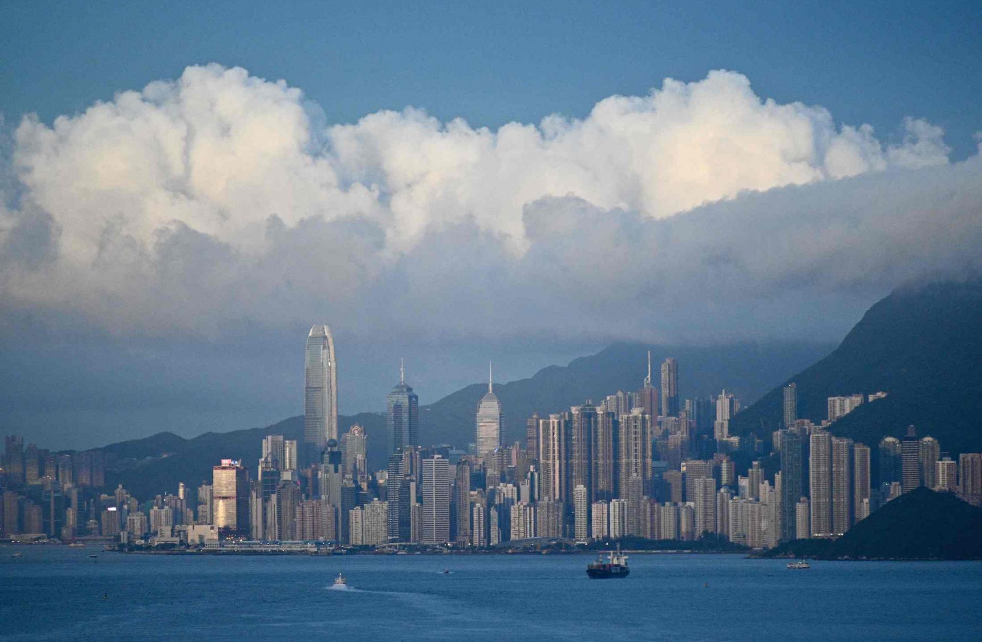 A picture of the Hong Kong skyline taken in June 2019. 