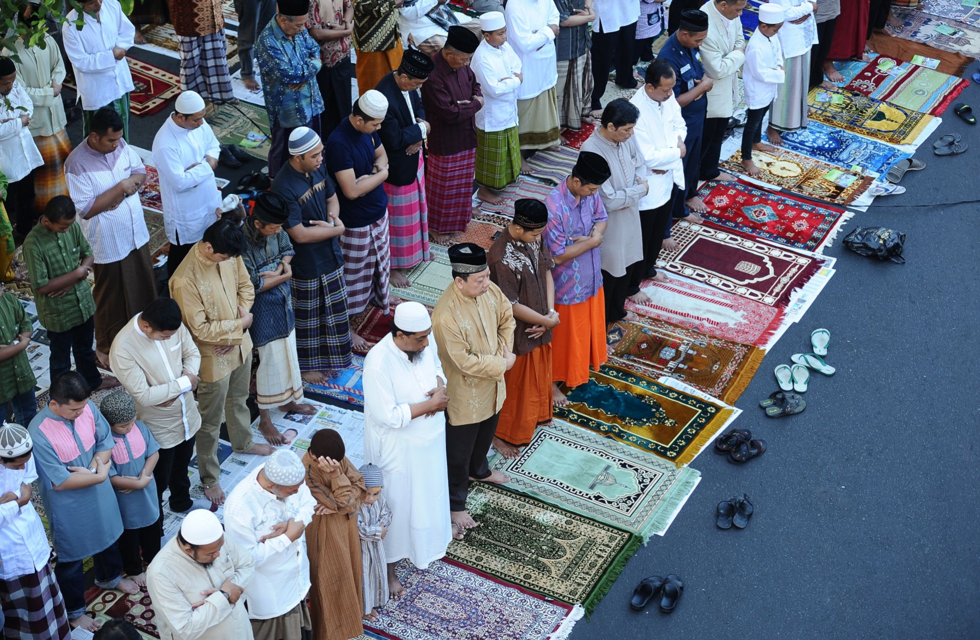 Muslims pray in Surabaya, Indonesia. 