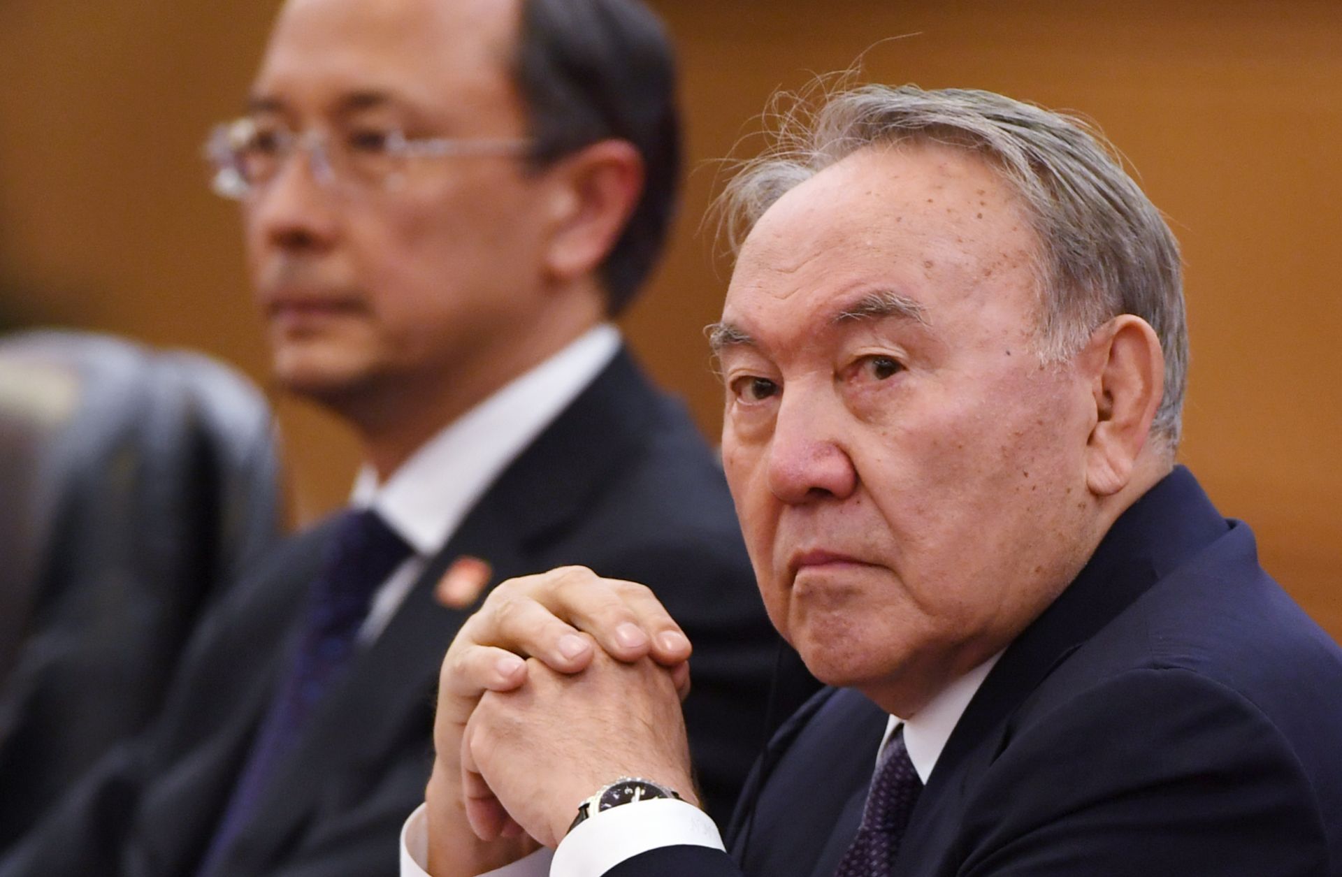 Kazakh President Nursultan Nazarbayev is pictured here on June 7, 2018, during a visit to Beijing.