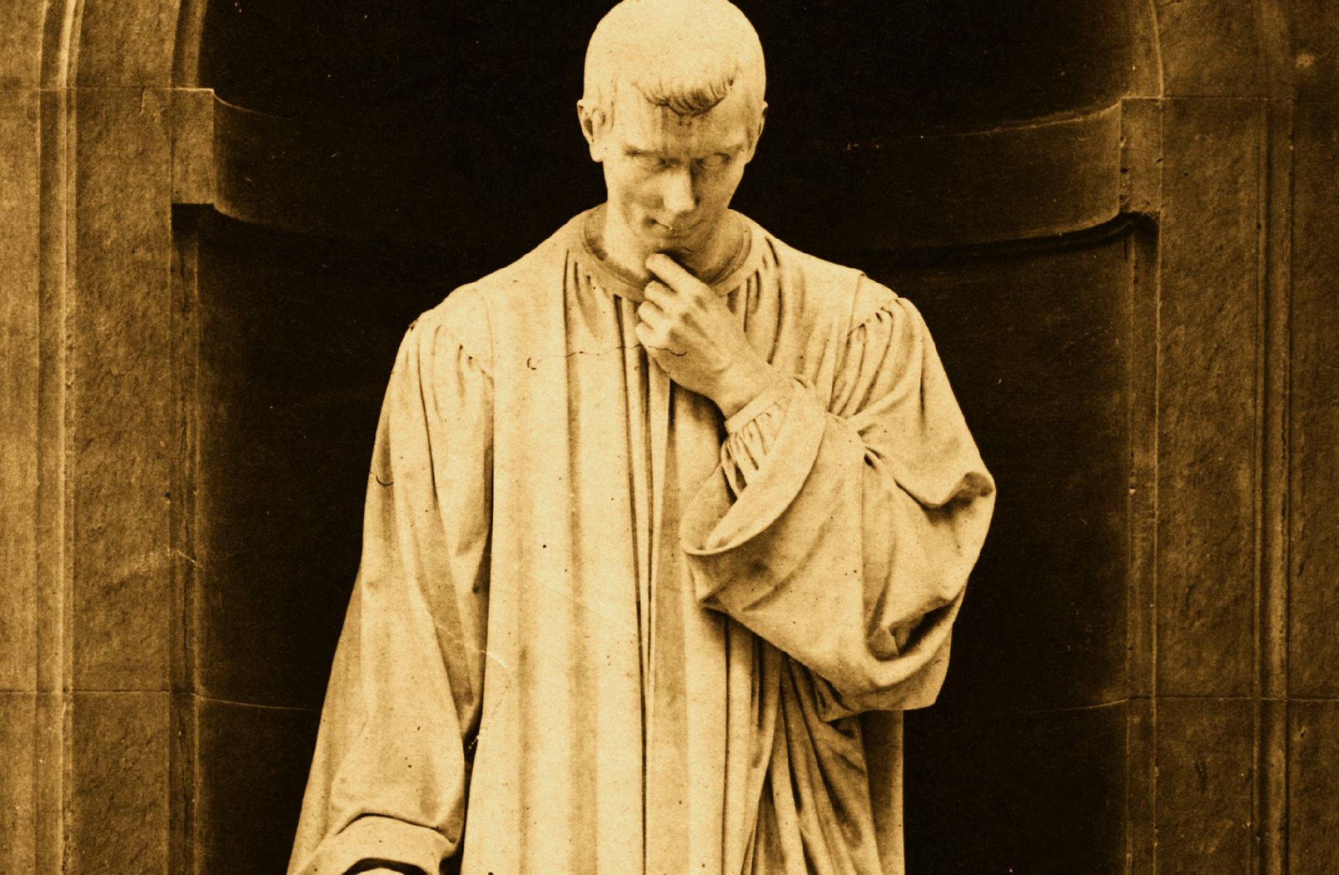 A statue of Italian statesman, philosopher and writer Niccolo Machiavelli, ...