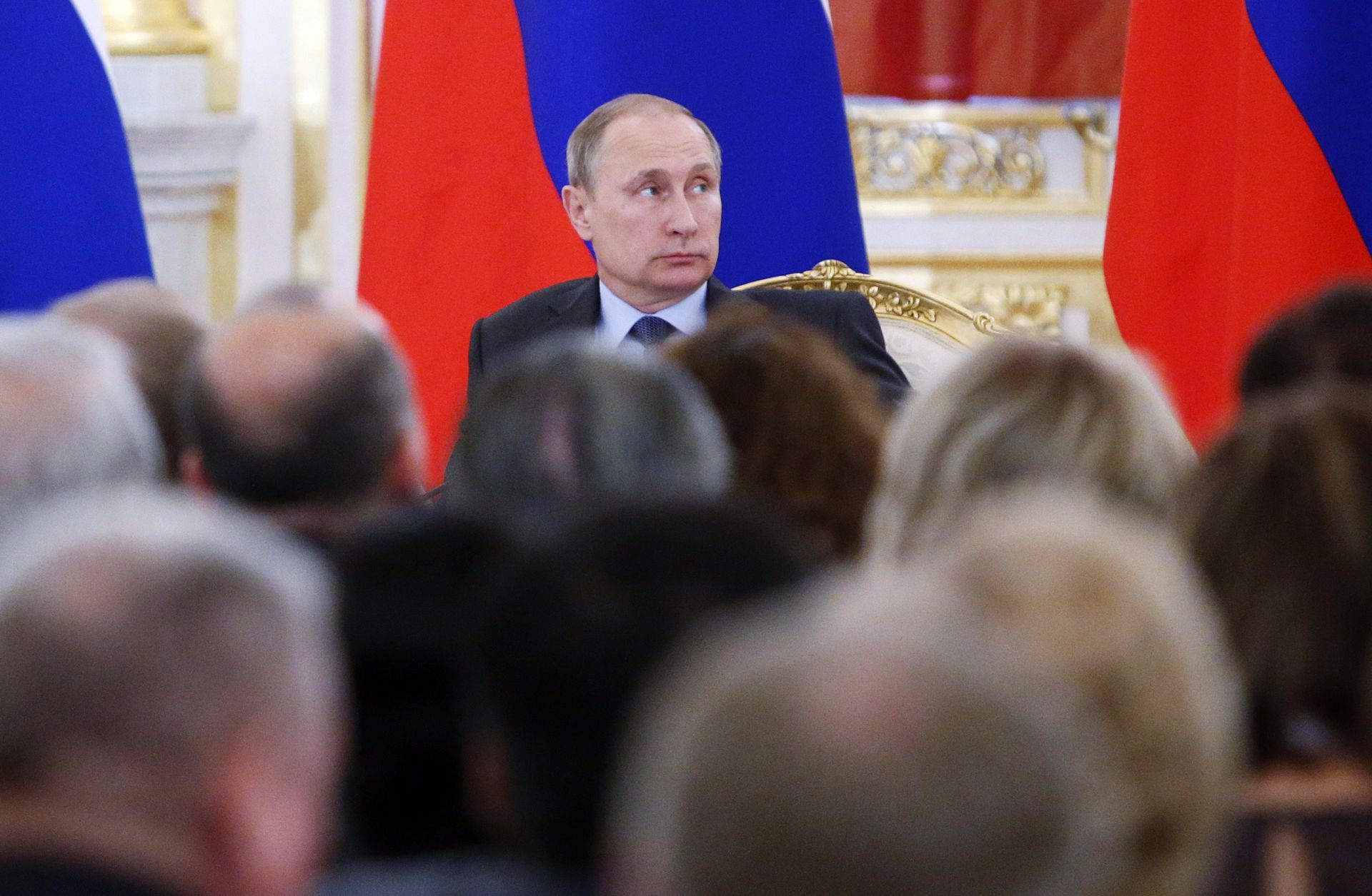 Russian President Vladimir Putin attends a session at the Kremlin in Moscow on June 23.
