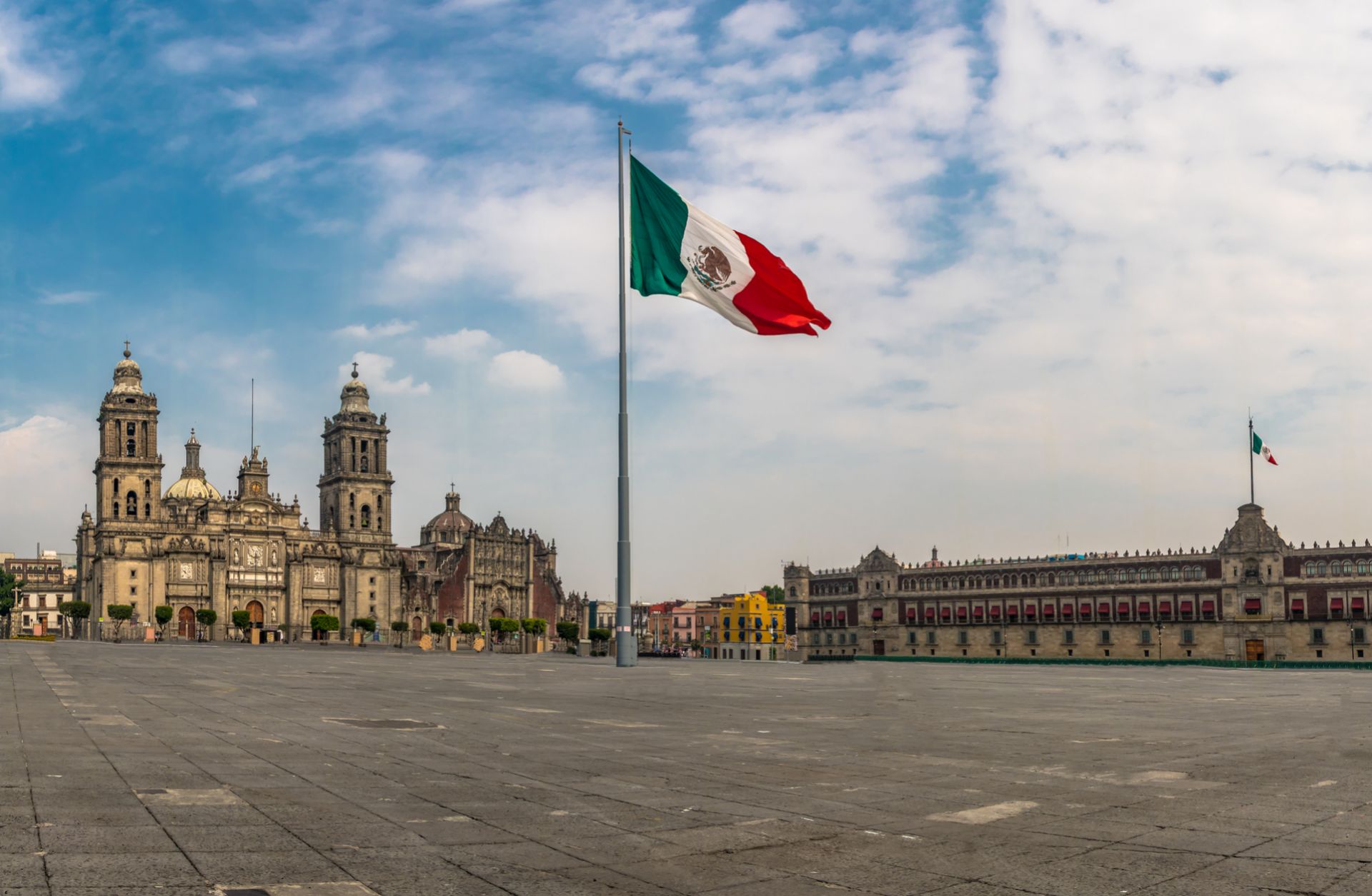 Mexico's flag flies in the country's capital, Mexico City.