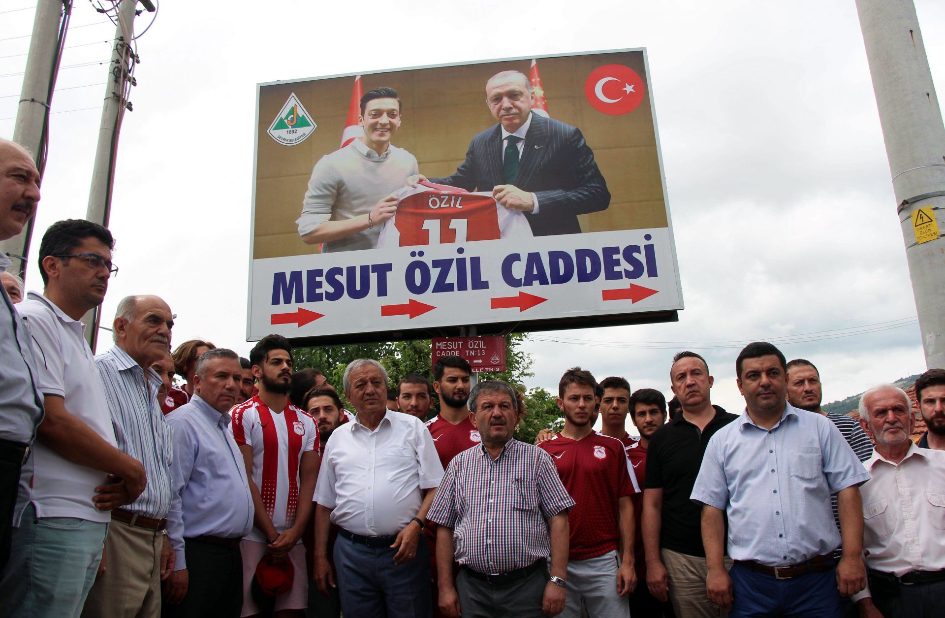 The Turkish city of Zonguldak used a photo of German soccer star Mesut Ozil posing with President Recep Tayyip Erdogan during a ceremony in which a city street was named for the footballer, who has Turkish ancestry.
