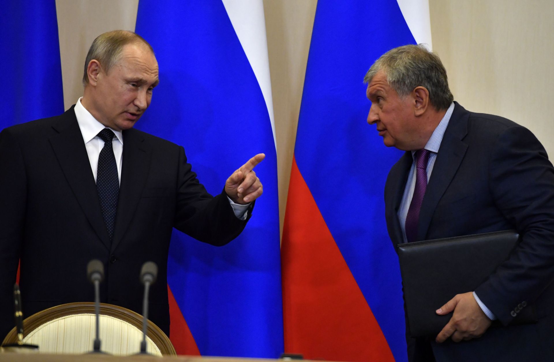 Russian President Vladimir Putin is feeling increasingly challenged by the divisions within Russia. With his cutthroat ambition, Sechin is a major driver behind some of those divisions. Russian President Vladimir Putin meets with Igor Sechin, the CEO of oil giant Rosneft, on May 17, 2017.