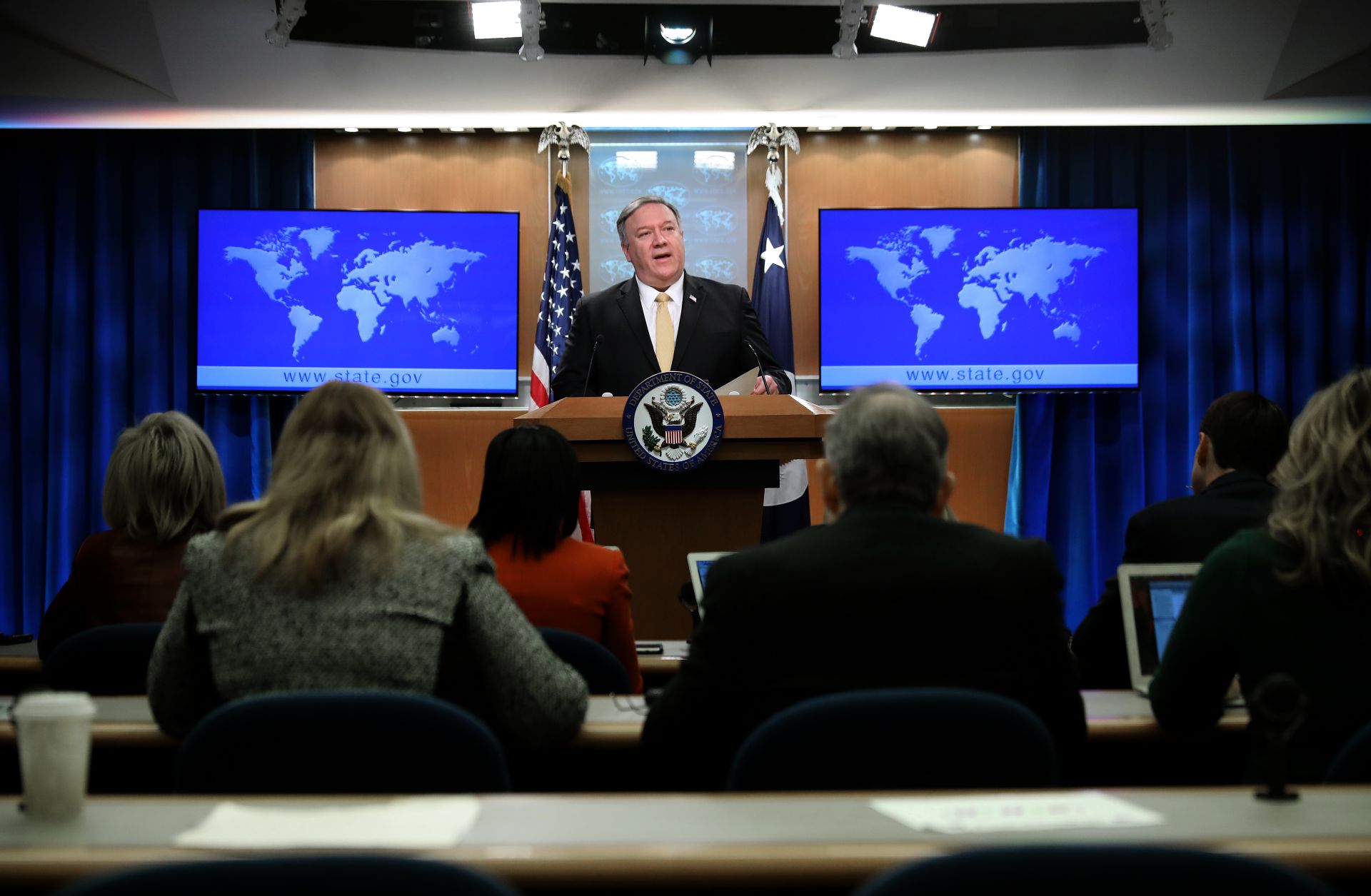 Secretary of State Mike Pompeo announces that the United States is suspending its participation in the Intermediate-Range Nuclear Forces Treaty on Feb. 1, 2019.