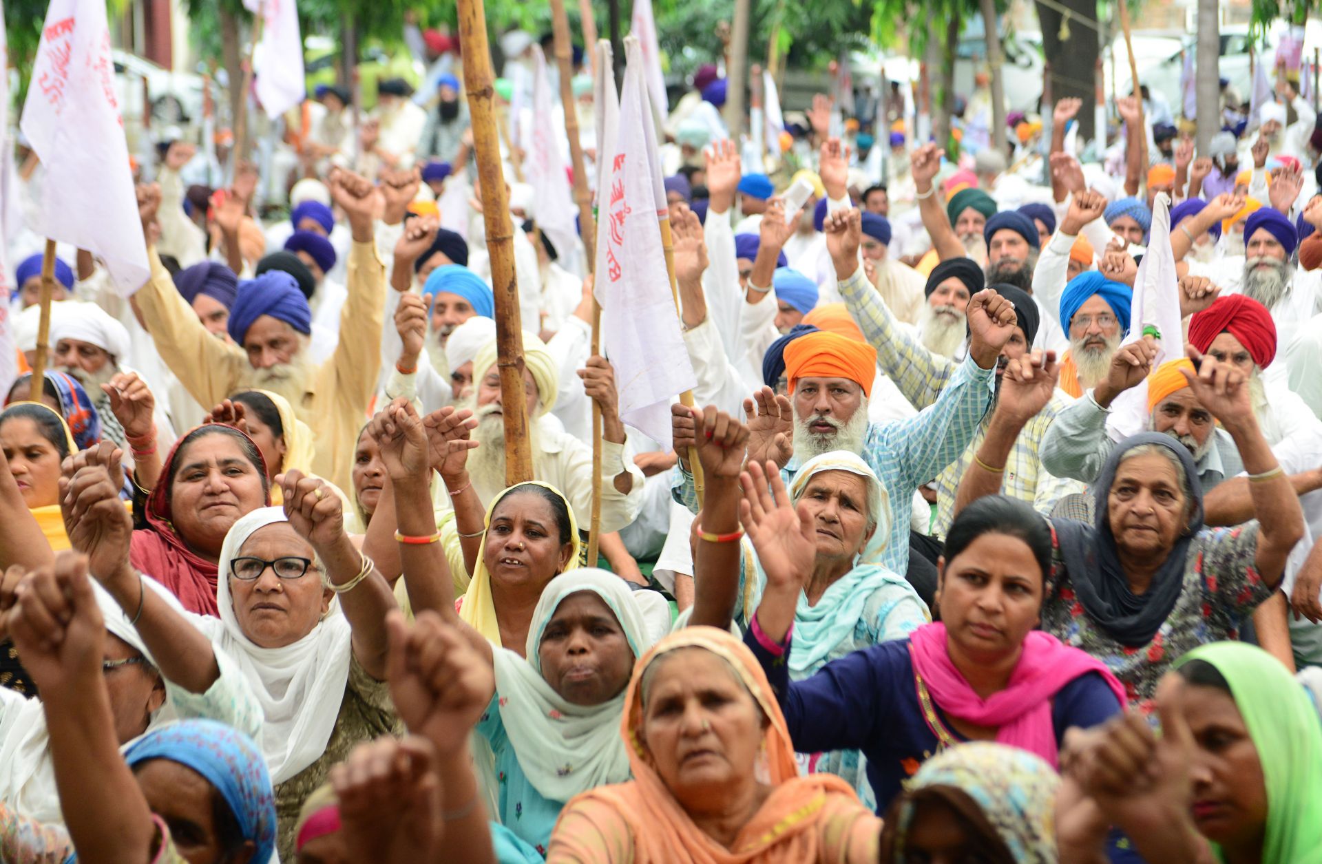 Farmers in Amritsar, India, rally against the government's participation in talks to join the Regional Comprehensive Economic Partnership on Oct. 3, 2019.
