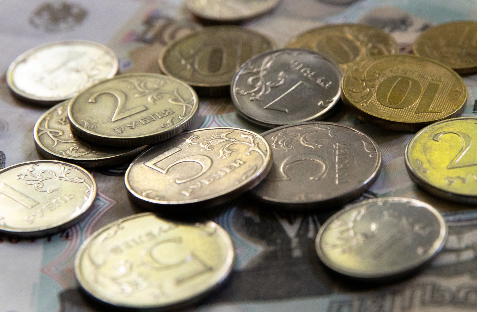 Russian ruble coins are seen in this photo illustration.