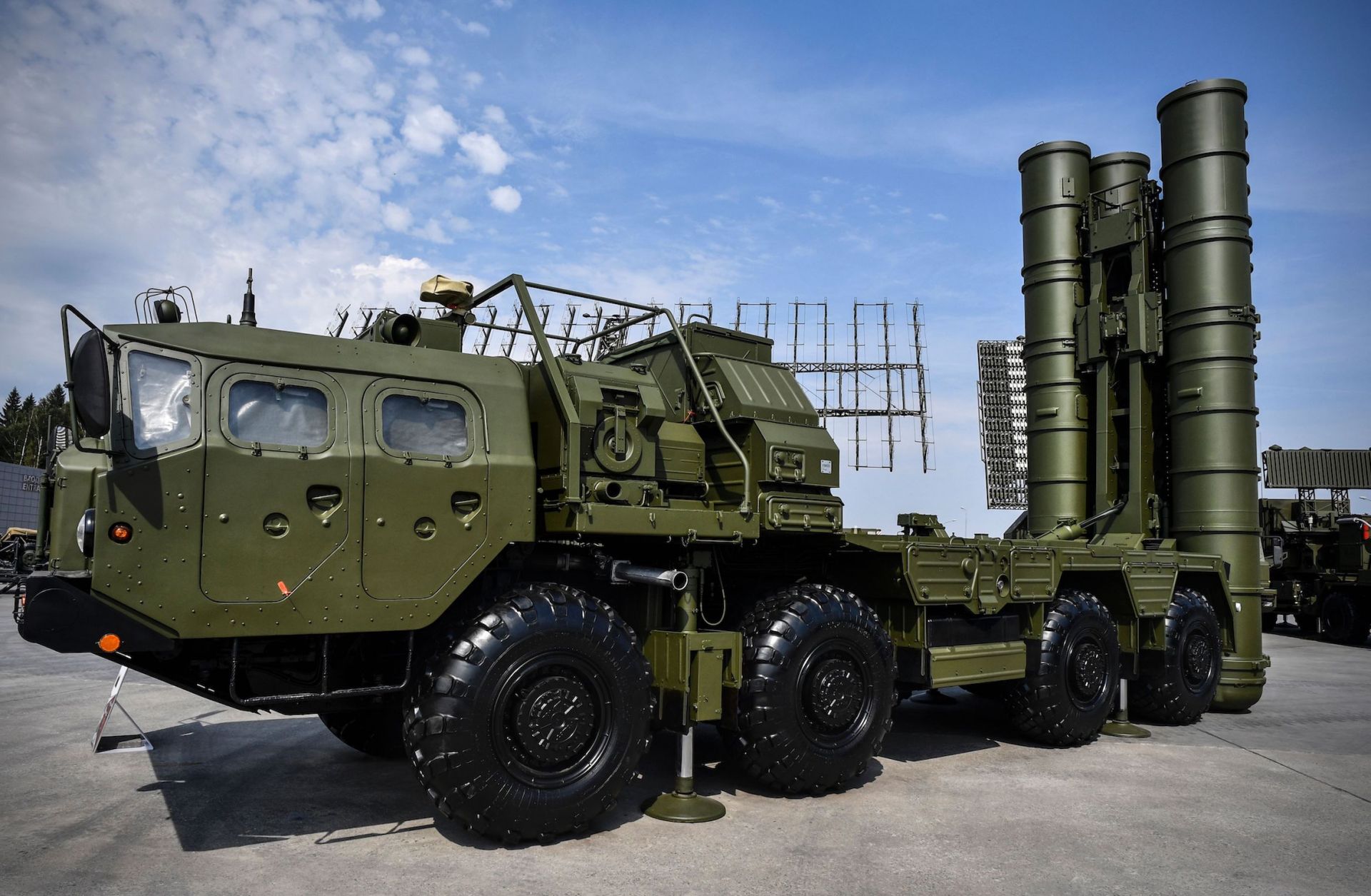 Russia's S-400 air defense system stands on display in Kubinka Park near Moscow.