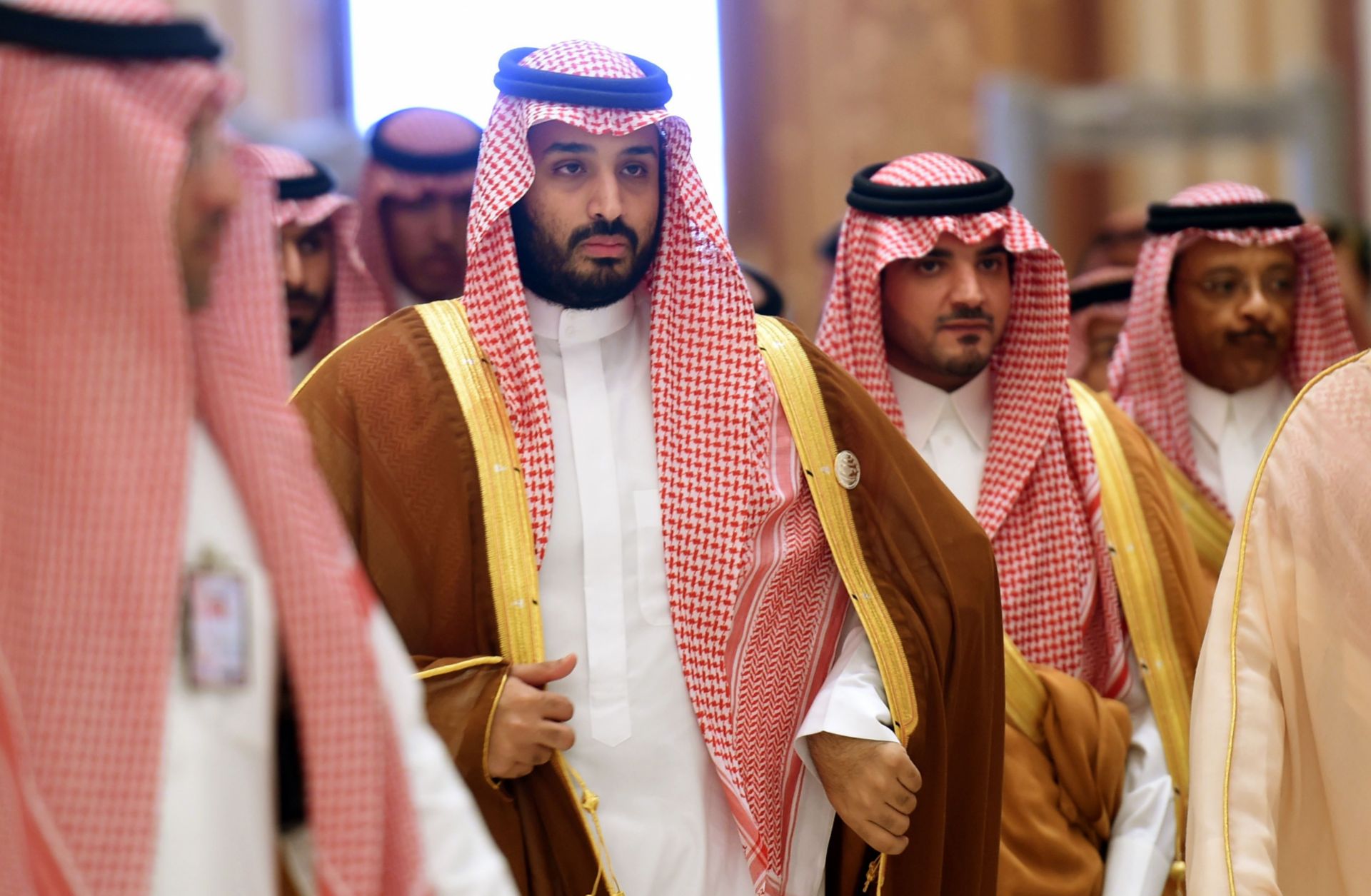 Saudi Defense Minister Mohammed bin Salman (C) attends a summit in Riyadh in 2015.