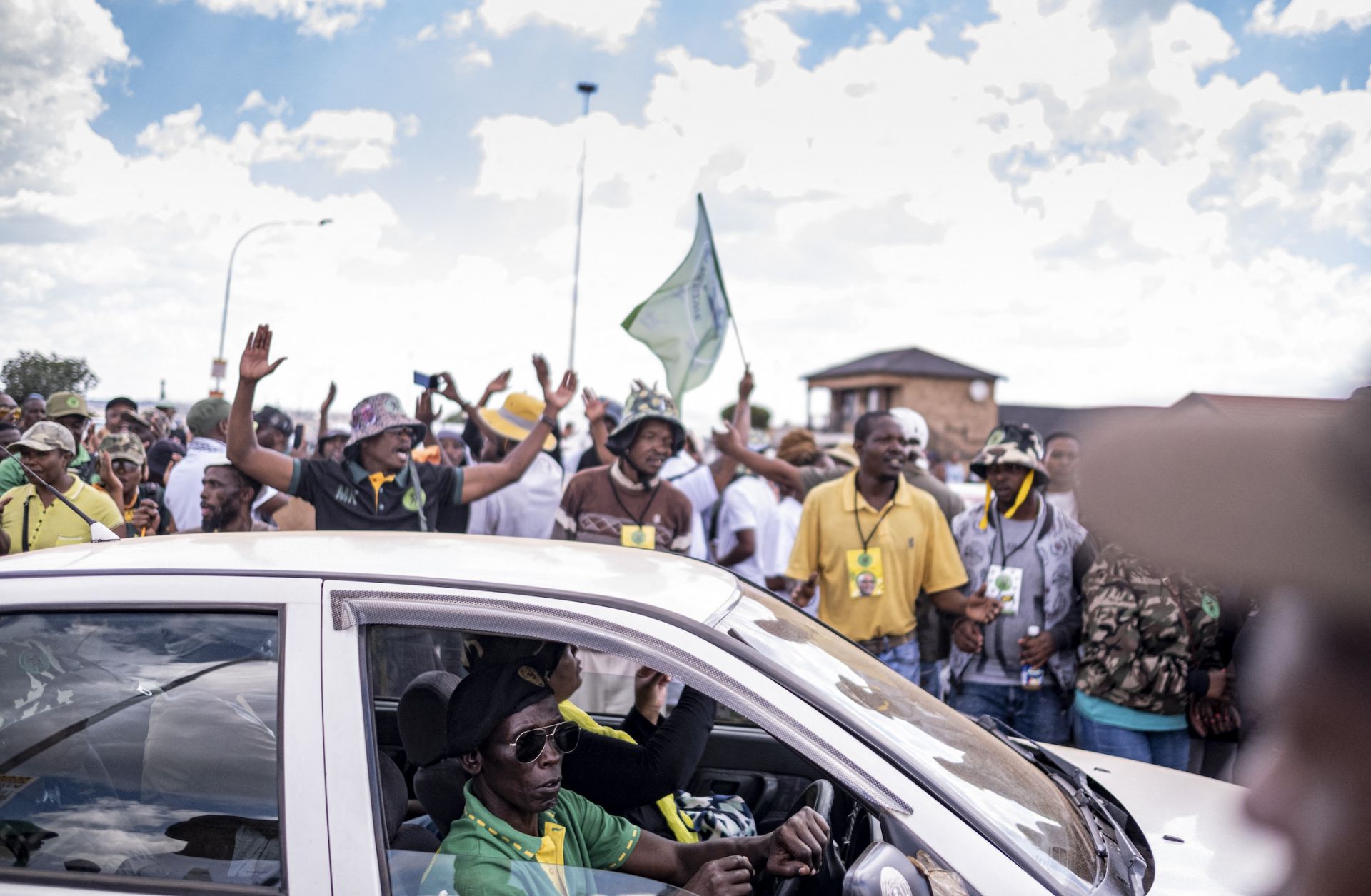 Supporters of former South African President Jacob Zuma sing and chant in Tembisa, South Africa, during a recruitment drive for Zuma's newly launched uMkhonto we Sizwe party on Jan. 21, 2024.