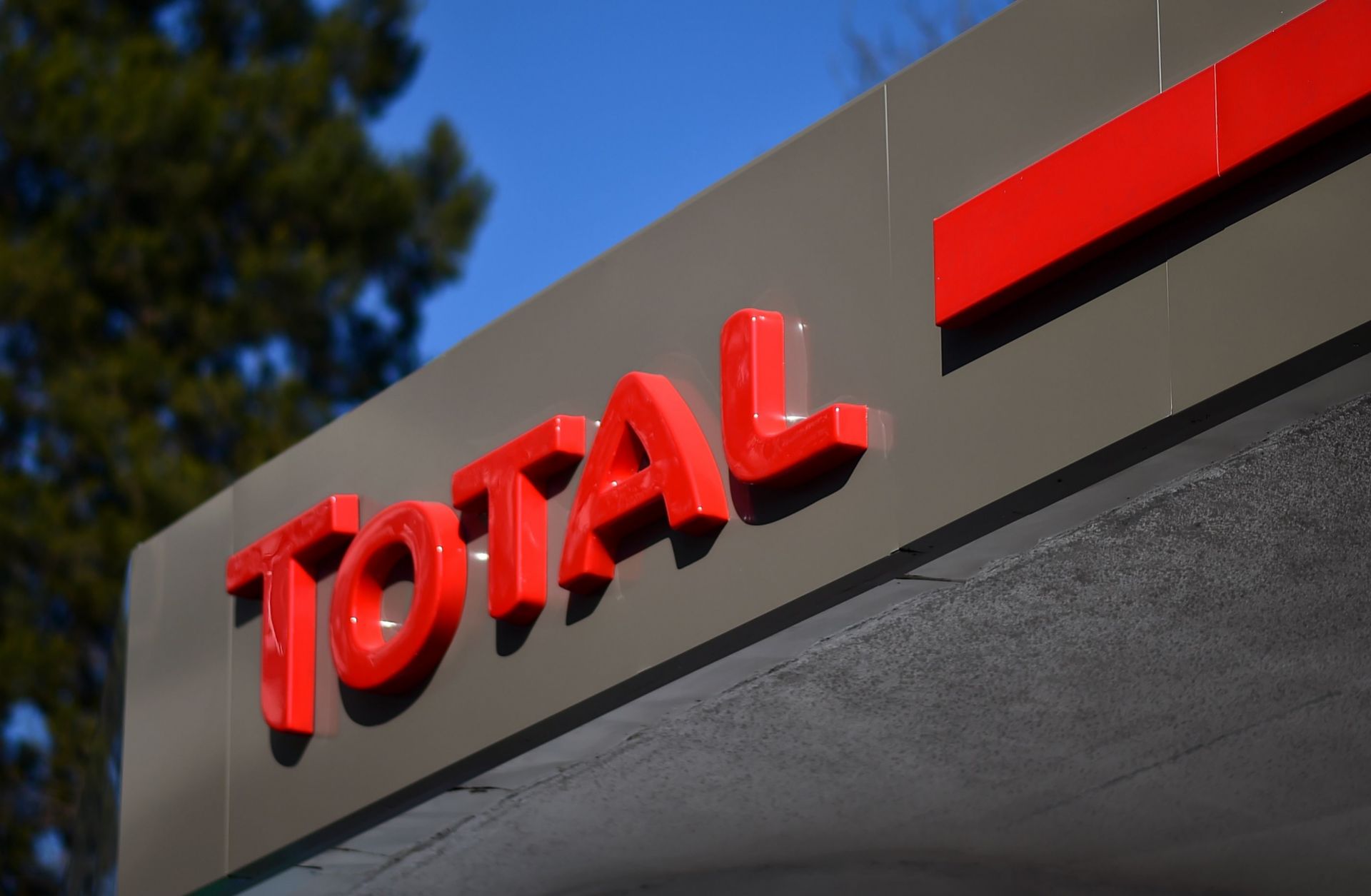 A photo of a sign of France's oil and energy company Total, taken in Mexico City on Jan. 17, 2018.