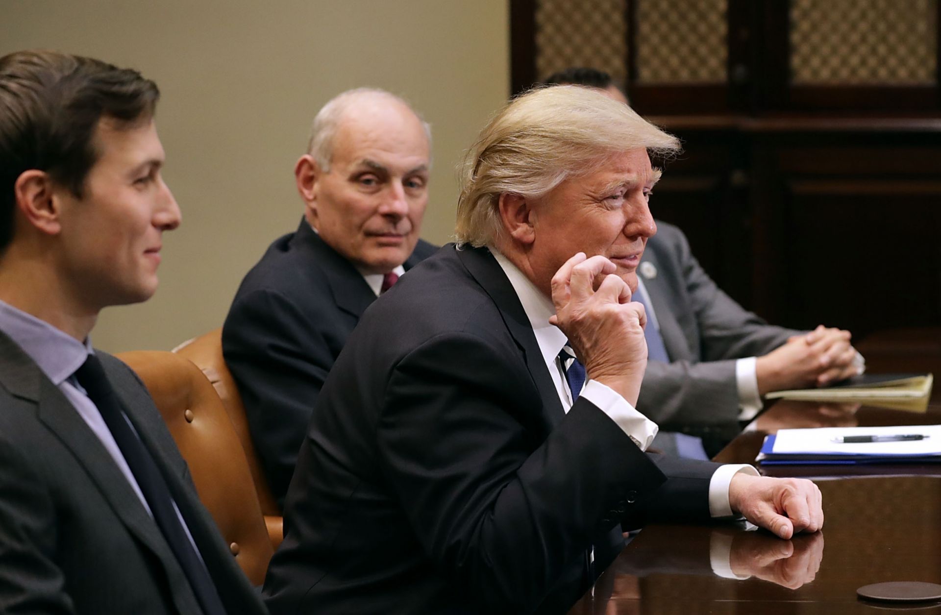 U.S. President Donald Trump speaks during a Jan. 31, 2017, White House meeting with cybersecurity experts.