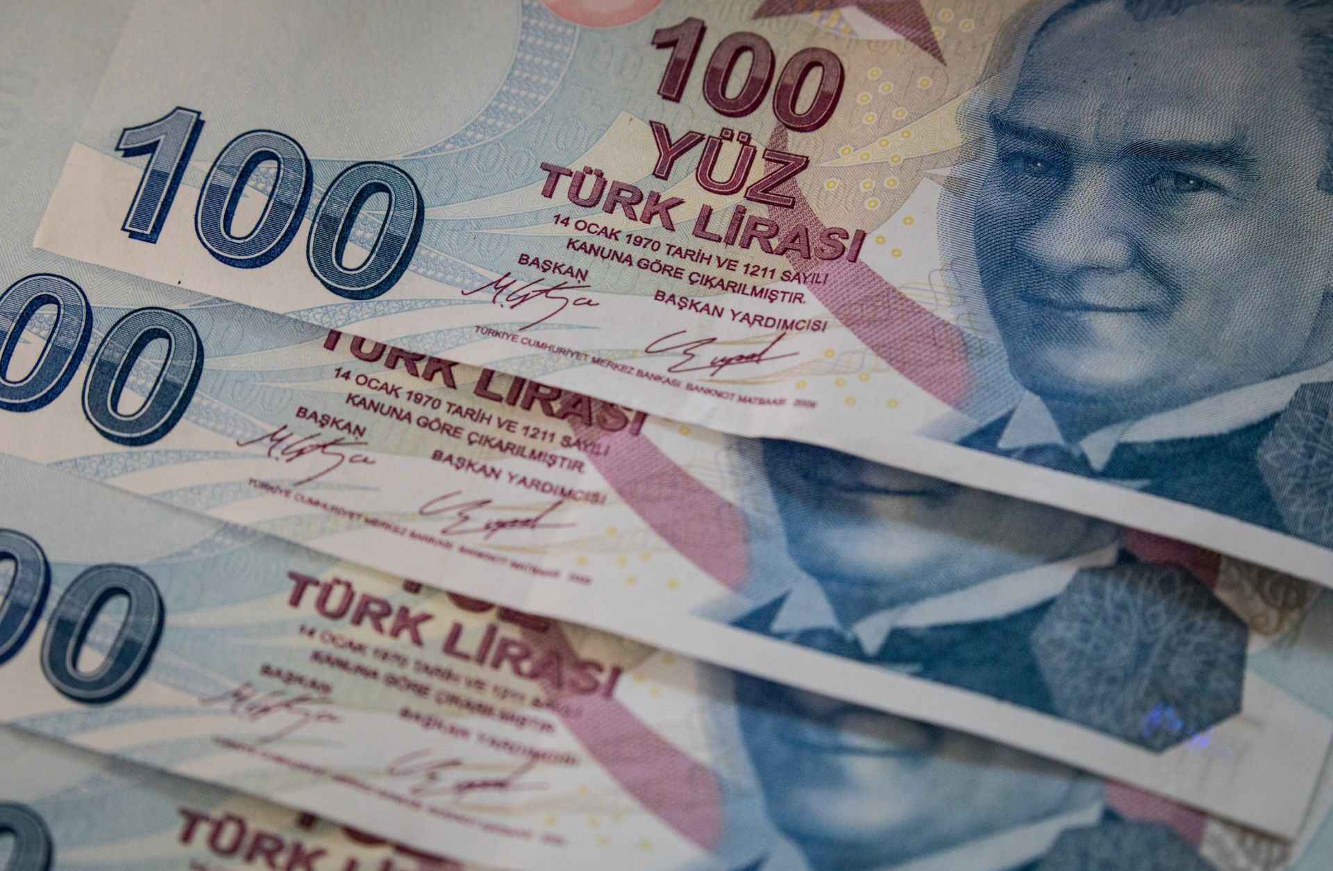 A photo illustration shows banknotes of the Turkish lira currency on Aug. 27, 2018, in Istanbul, Turkey. 