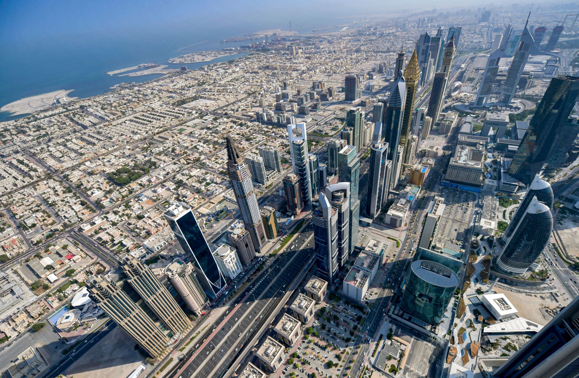 A picture taken during a helicopter tour organized by the government of the United Arab Emirates shows an aerial view of Dubai on July 8, 2020. A picture taken during a helicopter tour organized by the government of the United Arab Emirates shows an aerial view of Dubai on July 8, 2020.
