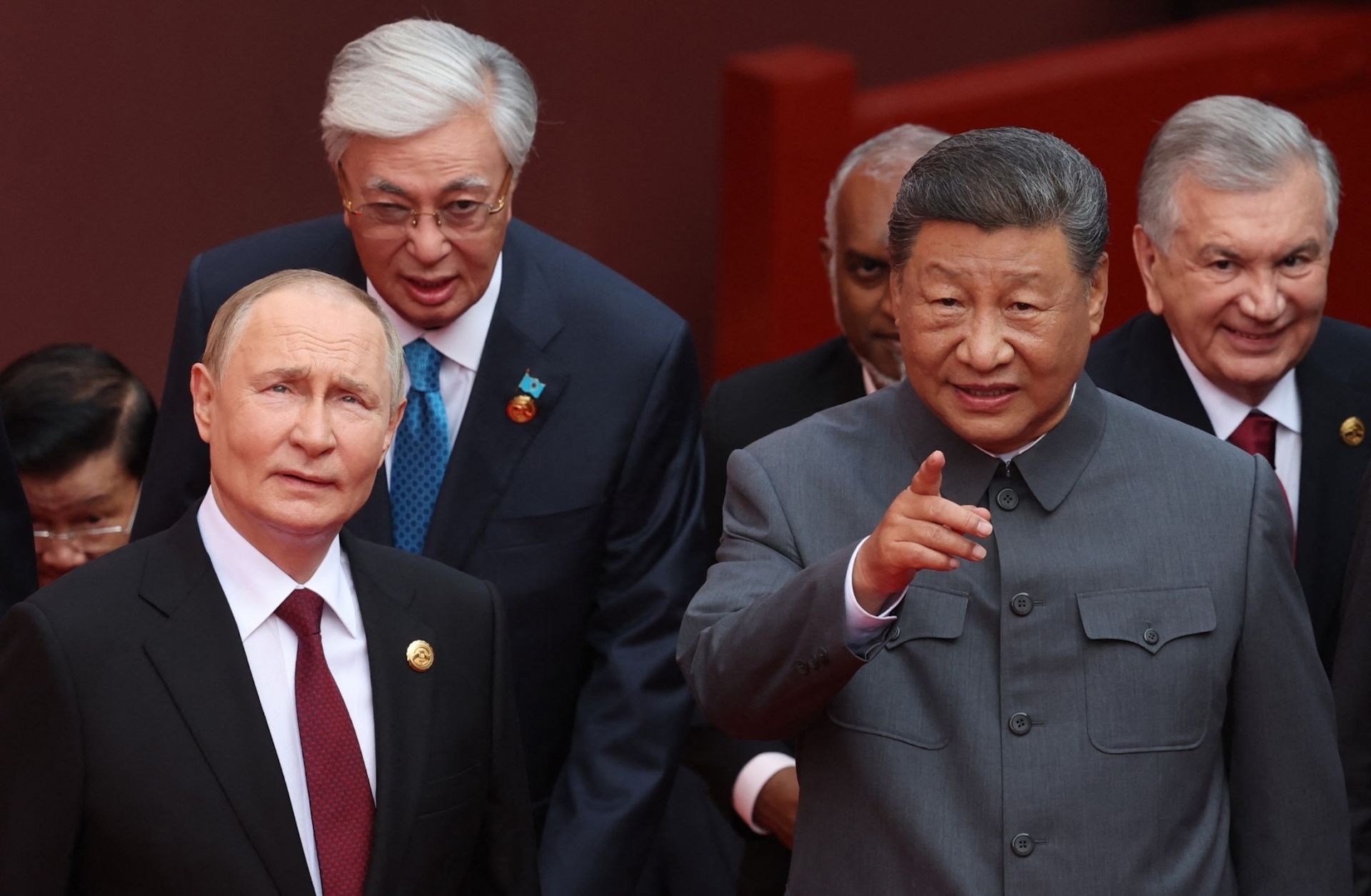 Russian President Vladimir Putin (L) and Chinese President Xi Jinping on Sept. 3, 2025, in Beijing's Tiananmen Square.