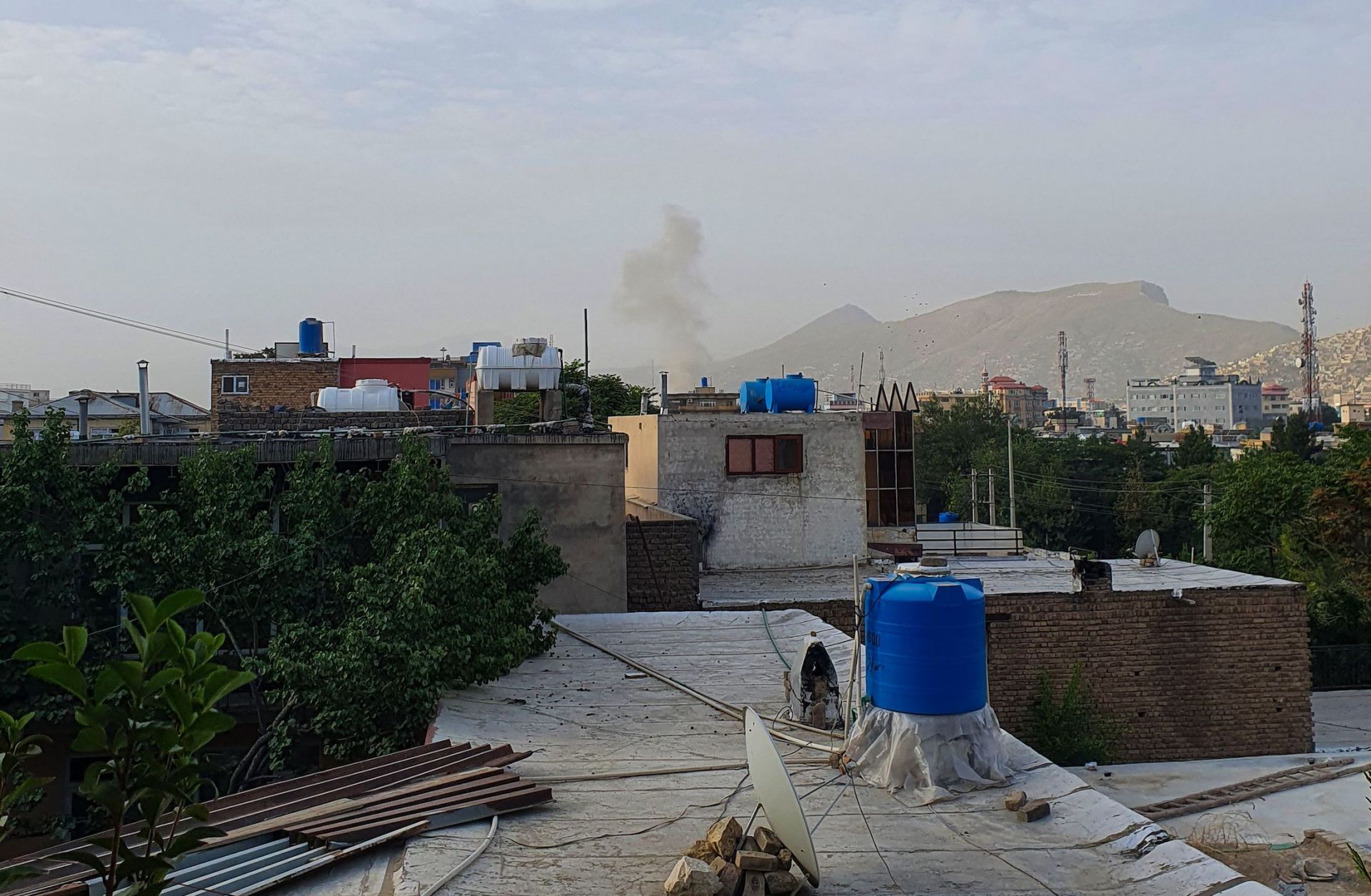 Smoke rises from a house following a July 31, 2022, U.S. drone strike in the Sherpur area of Kabul that killed al Qaeda leader Ayman al-Zawahiri.