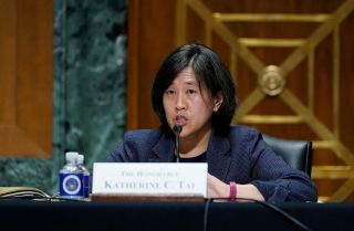U.S. Trade Representative Katherine Tai fields questions about the White House’s trade policy agenda from members of the Senate Finance Committee on May 12, 2021. 