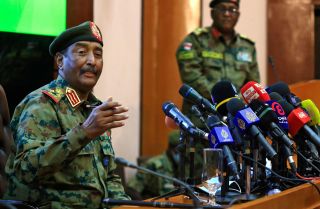 Sudan's military chief, General Abdel-Fattah Burhan, speaks during a press conference in Khartoum on Oct. 26, 2021. Sudan's military chief, General Abdel-Fattah Burhan, speaks during a press conference in Khartoum on Oct. 26, 2021.