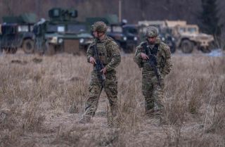 U.S. soldiers are seen in southeastern Poland, near the border with Ukraine, on March 3, 2022. 