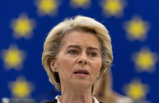 European Commission President Ursula von der Leyen discusses imposing new sanctions against Russia during a plenary session at the European Parliament in Strasbourg, France, on May 4, 2022. 