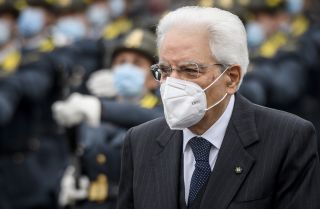 Italian President Sergio Mattarella attends the celebrations of the Italian National Unity and Armed Forces Day in Rome, Italy, on Nov. 4, 2021. 