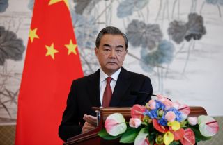 Chinese Foreign Minister Wang Yi holds a press conference with his Pakistani counterpart (not pictured) in Beijing, China, on Sept. 8, 2017. 