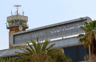 A photo shows the Sanaa International Airport in the Yemeni capital city on April 11, 2022. 