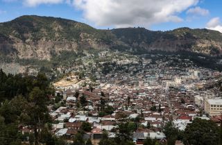 A photo taken on Jan. 10, 2022, shows an aerial view of Dessie, Ethiopia. The Tigray People's Liberation Front (TPLF) occupied the city for over 30 days in October. 