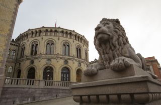 A photo taken in December 2014 shows Norway’s parliament building in Oslo. 