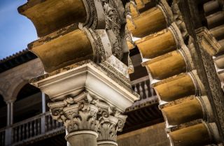 An archway at Seville's Real Alcazar exhibits features of Gothic and Islamic architecture.
