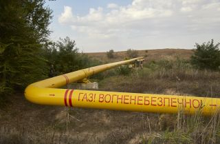 A gas pipeline is seen on the North Crimean Canal in Kalanchak, Ukraine, on Sept. 29, 2020. A gas pipeline is seen on the North Crimean Canal in Kalanchak, Ukraine, on Sept. 29, 2020.